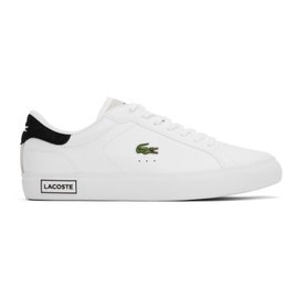 라코스테 Lacoste White & Black Powercourt Leather Sneakers 241268M237001