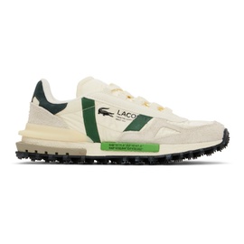 라코스테 Lacoste 오프화이트 Off-White & Green Elite Active Branded Sneakers 241268M237004