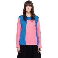 Comme des Garcons Shirt Pink & Blue Layered Long Sleeve T-Shirt 241270F110002