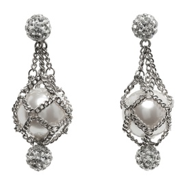 지방시 Givenchy Silver Pearling Crystal Earrings 241278F022001