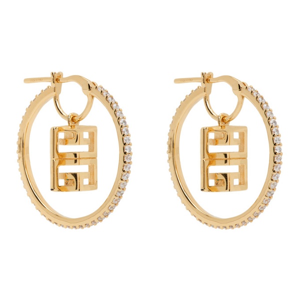 지방시 지방시 Givenchy Gold 4G Crystal Hoop Earrings 241278F022009