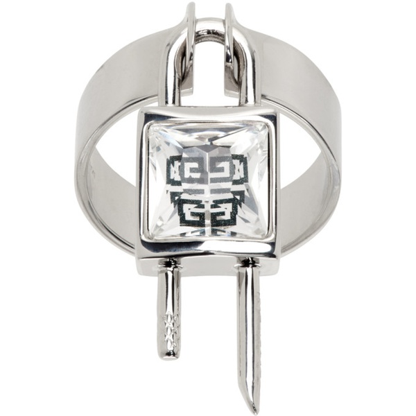 지방시 지방시 Givenchy Silver Mini Lock Ring 241278F024002