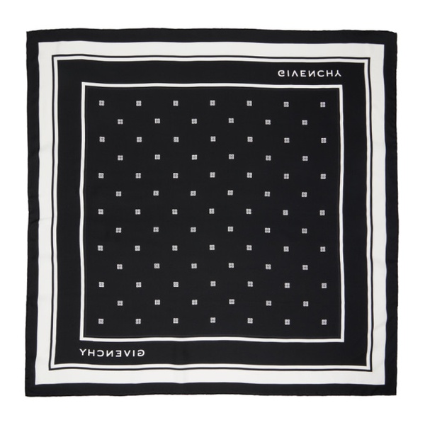 지방시 지방시 Givenchy Black & White Plumetis Print Square Scarf 241278F029003