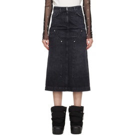 지방시 Givenchy Black Reinforced Panel Denim Midi Skirt 241278F092002
