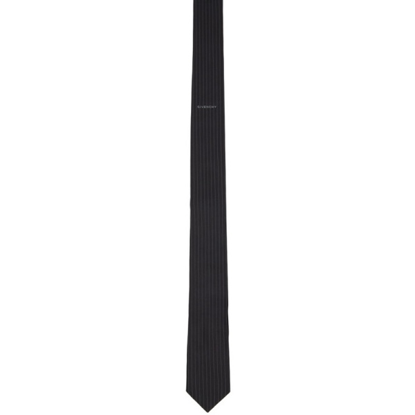 지방시 지방시 Givenchy Black Micro Stripe & Logo Tie 241278M158010