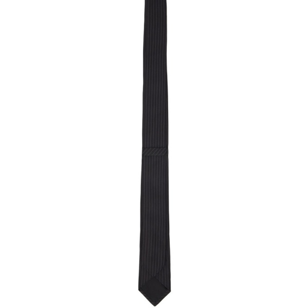 지방시 지방시 Givenchy Black Micro Stripe & Logo Tie 241278M158010
