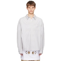 지방시 Givenchy White & Blue Oversized Shirt 241278M192031