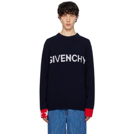 지방시 Givenchy Navy Jacquard Sweater 241278M201004