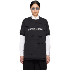 지방시 Givenchy Black Destroyed T-Shirt 241278M213013