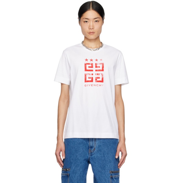 지방시 지방시 Givenchy White 4G Stars T-Shirt 241278M213033