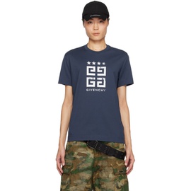 지방시 Givenchy Navy 4G Stars T-Shirt 241278M213034