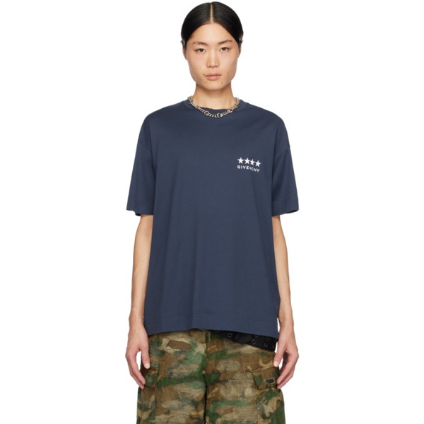지방시 지방시 Givenchy Navy 4G T-Shirt 241278M213037