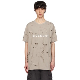 지방시 Givenchy Taupe Destroyed T-Shirt 241278M213041
