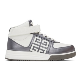 지방시 Givenchy White & Silver G4 High Top Sneakers 241278M236001