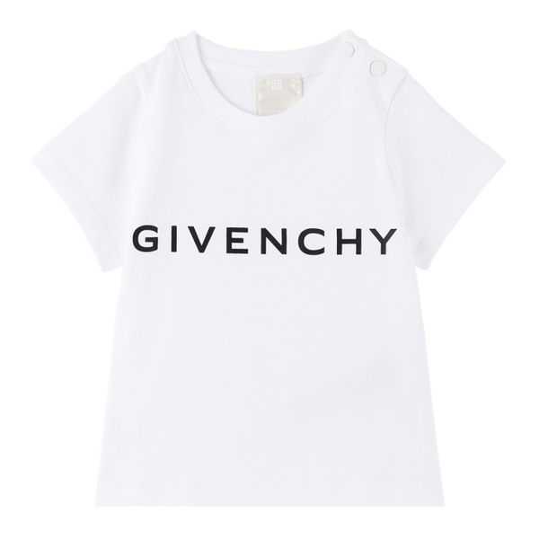 지방시 지방시 Givenchy Baby White Printed T-Shirt 241278M692002