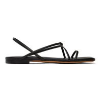 Proenza Schouler Black Square Strappy Flat Sandals 241288F124001