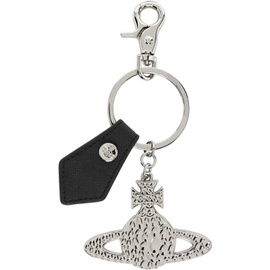 비비안 웨스트우드 Vivienne Westwood Black & Silver Hammered Orb Keychain 241314M148015