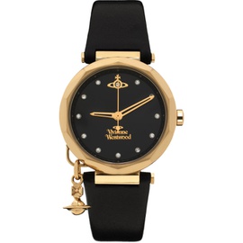 비비안 웨스트우드 Vivienne Westwood Black & Gold Poplar Watch 241314M165019