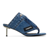코페르니 Coperni Blue Denim Open Thong Heeled Sandals 241325F125004