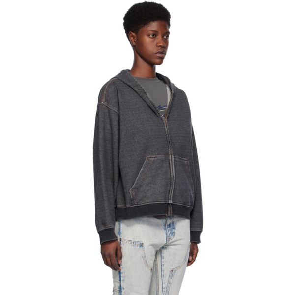 We11done Black Faded Hoodie 241327F097006