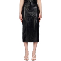 고쉬81 Gauge81 Black Kuana Faux-Leather Midi Skirt 241329F092004