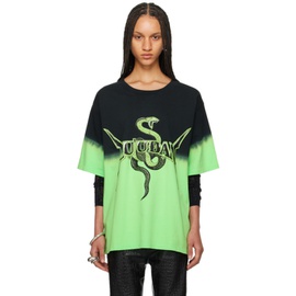 LUU DAN Black & Green Metal Head T-Shirt 241331F110002