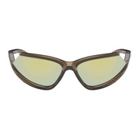 발렌시아가 Balenciaga Brown Extreme Mirror Geometrical Sunglasses 241342F005004