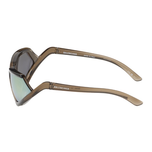 발렌시아가 발렌시아가 Balenciaga Brown Extreme Mirror Geometrical Sunglasses 241342F005004