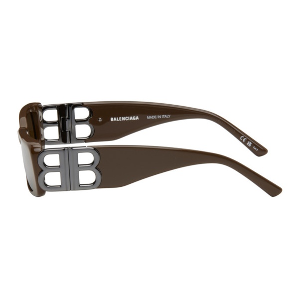 발렌시아가 발렌시아가 Balenciaga Brown Dynasty Rectangle Sunglasses 241342F005033