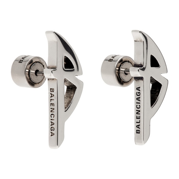 발렌시아가 발렌시아가 Balenciaga Silver Typo Metal Earrings 241342F022012