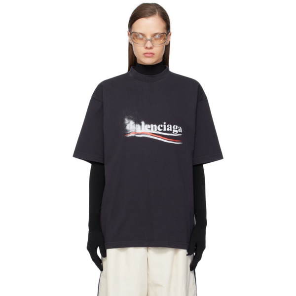 발렌시아가 발렌시아가 Balenciaga Black Political Stencil T-Shirt 241342F110014