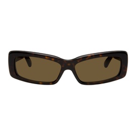 발렌시아가 Balenciaga Tortoiseshell Oversize Rectangle Sunglasses 241342M134063