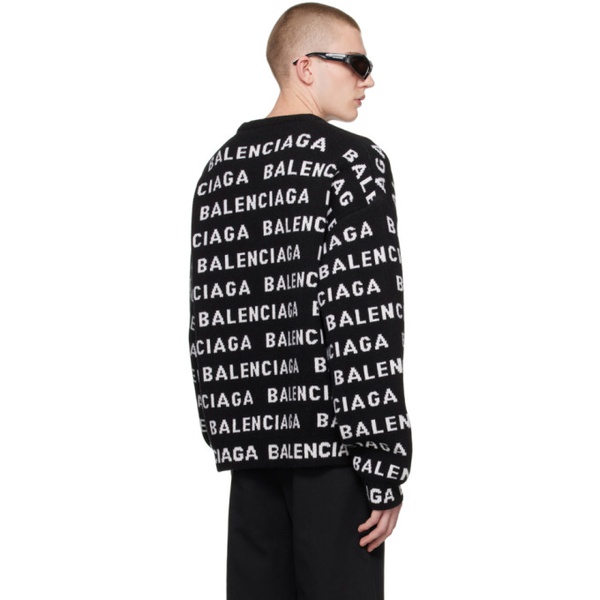 발렌시아가 발렌시아가 Balenciaga Black Jacquard Sweater 241342M201001