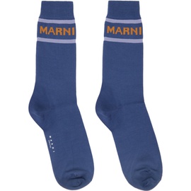 마르니 Marni Blue Logo Socks 241342M220004
