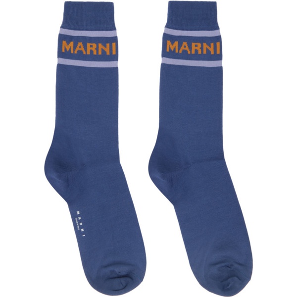 마르니 마르니 Marni Blue Logo Socks 241342M220004