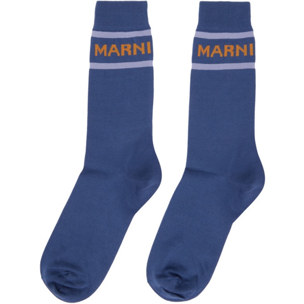 마르니 마르니 Marni Blue Logo Socks 241342M220004