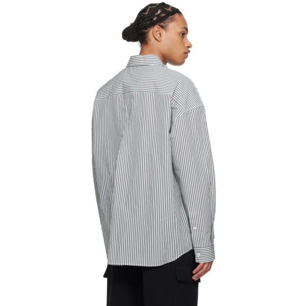  준지 Juun.J White & Green Striped Shirt 241343M192005