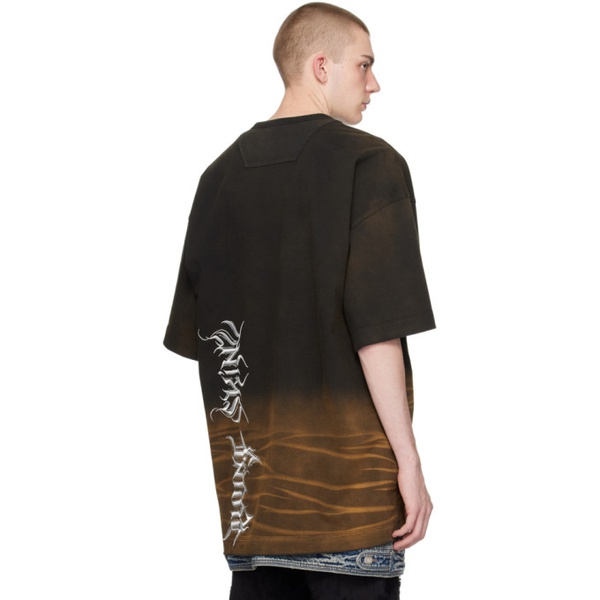  준지 Juun.J Black & Brown Garment-Dyed T-Shirt 241343M213035