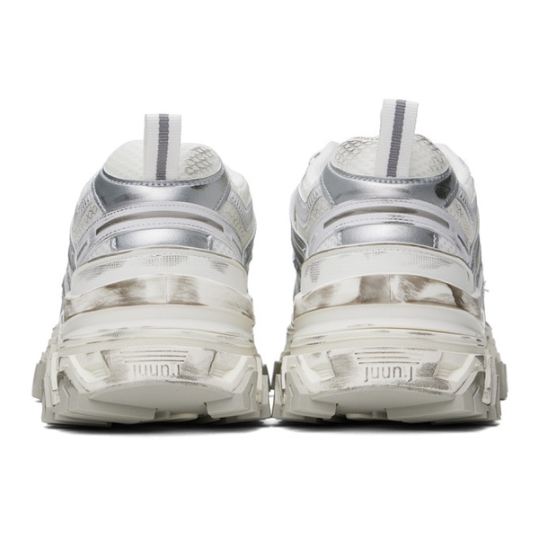  준지 Juun.J White & Silver Paneled Sneakers 241343M237001