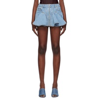 뮈글러 Mugler Blue Ruffled Denim Miniskirt 241345F090001