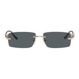 Gold & Gray Panthere de Cartier Sunglasses 241346M134015