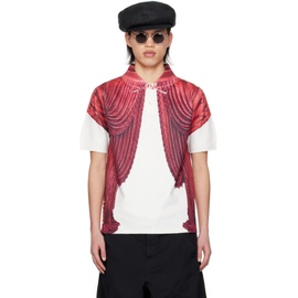 Comme des Garcons Homme Plus White & Red Graphic Polo 241347M212001
