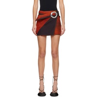 루이자 벨로 Louisa Ballou Orange & Brown Wrap Denim Miniskirt 241348F090000