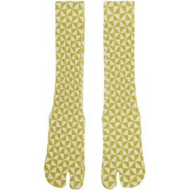 드리스 반 노튼 Dries Van Noten Green & White Pattern Socks 241358F076001