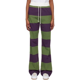 드리스 반 노튼 Dries Van Noten Green & Purple Striped Lounge Pants 241358F086003