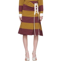 드리스 반 노튼 Dries Van Noten Burgundy & Brown Lace-Up Skirt 241358F092021