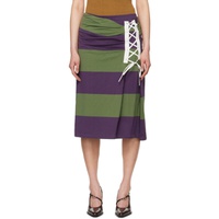 드리스 반 노튼 Dries Van Noten Purple & Green Striped Midi Skirt 241358F092022