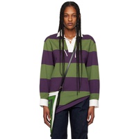 드리스 반 노튼 Dries Van Noten Green & Purple Striped Polo 241358F108005