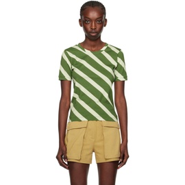 드리스 반 노튼 Dries Van Noten Green Striped T-Shirt 241358F110002