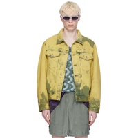 드리스 반 노튼 Dries Van Noten Green Garment-Dyed Denim Jacket 241358M177003